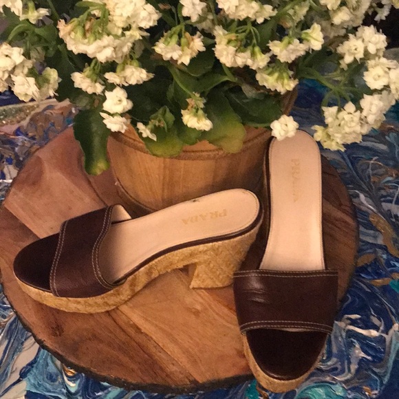 PRADA Slip-On Heeled, Platform Sandals - Picture 1 of 7